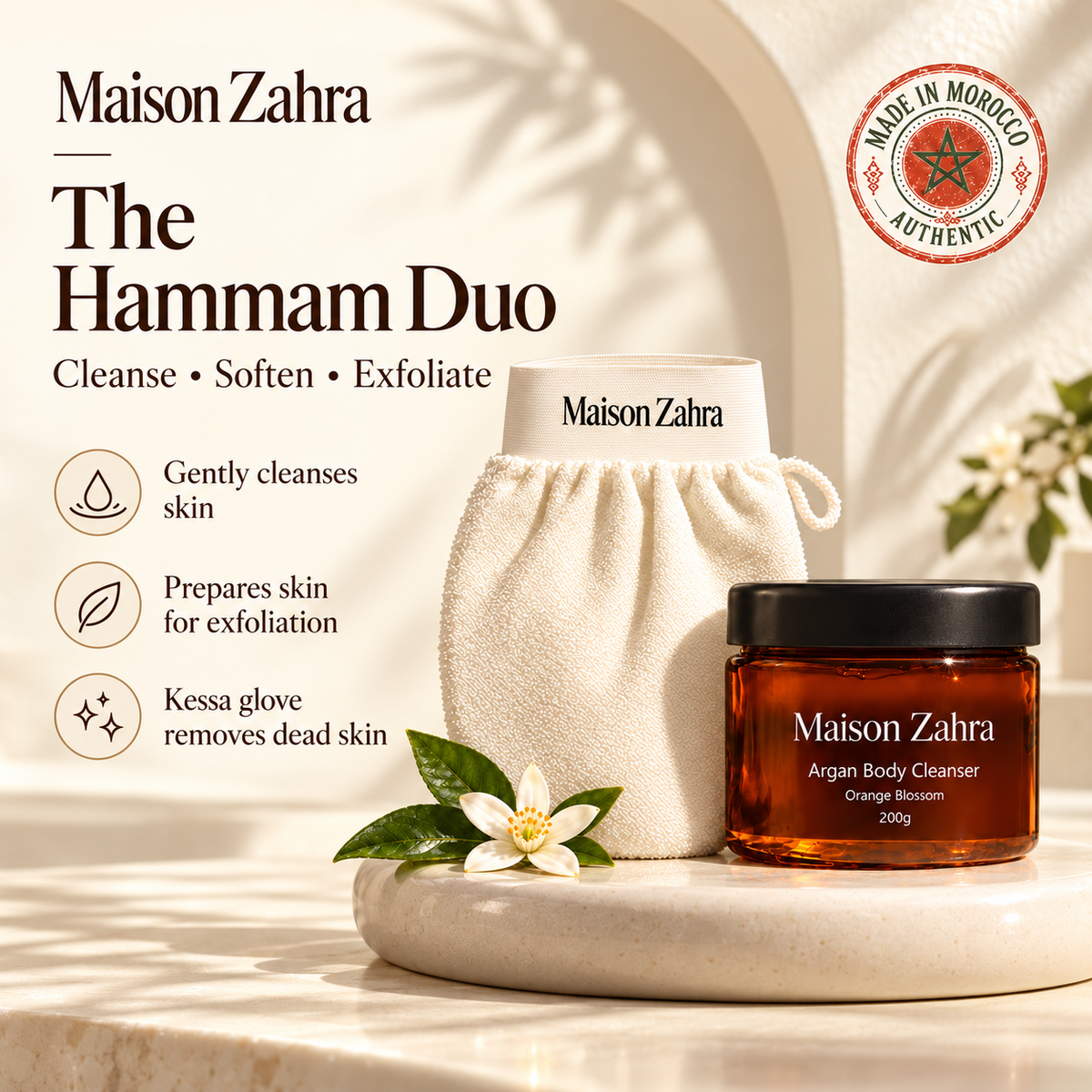 Mini Hammam Kit : Black Soap & Kessa Glove